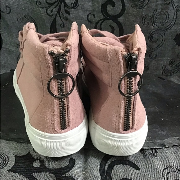 Pink leather (suede) platform sneaker boots - Picture 9 of 9